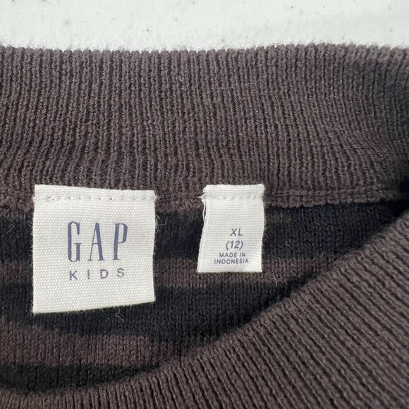 Gap Kids XL (12) Zebra Print Sweater Brown Black Shaker Knit Crew Neck Cotton - Picture 3 of 8